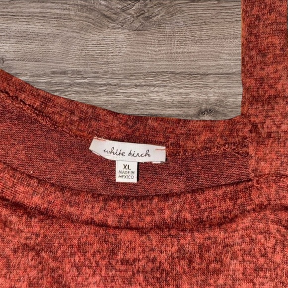 White Birch Rich Rusty Red Off-Shoulder Long Sleeve Sweater Size XL - Picture 2 of 3
